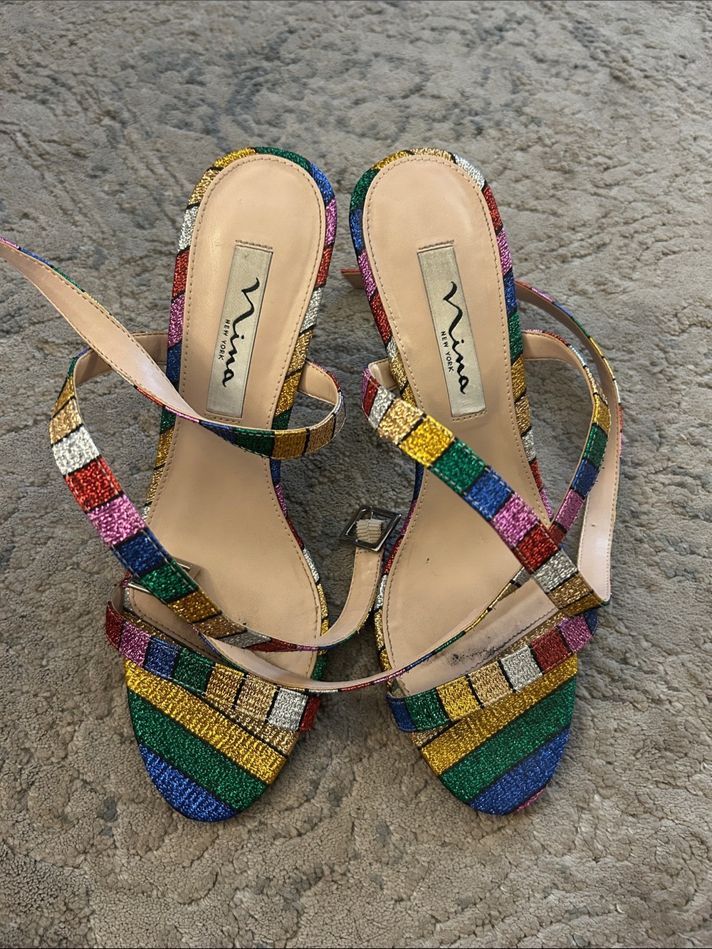 Nina Rainbow Glitter Strappy Heels